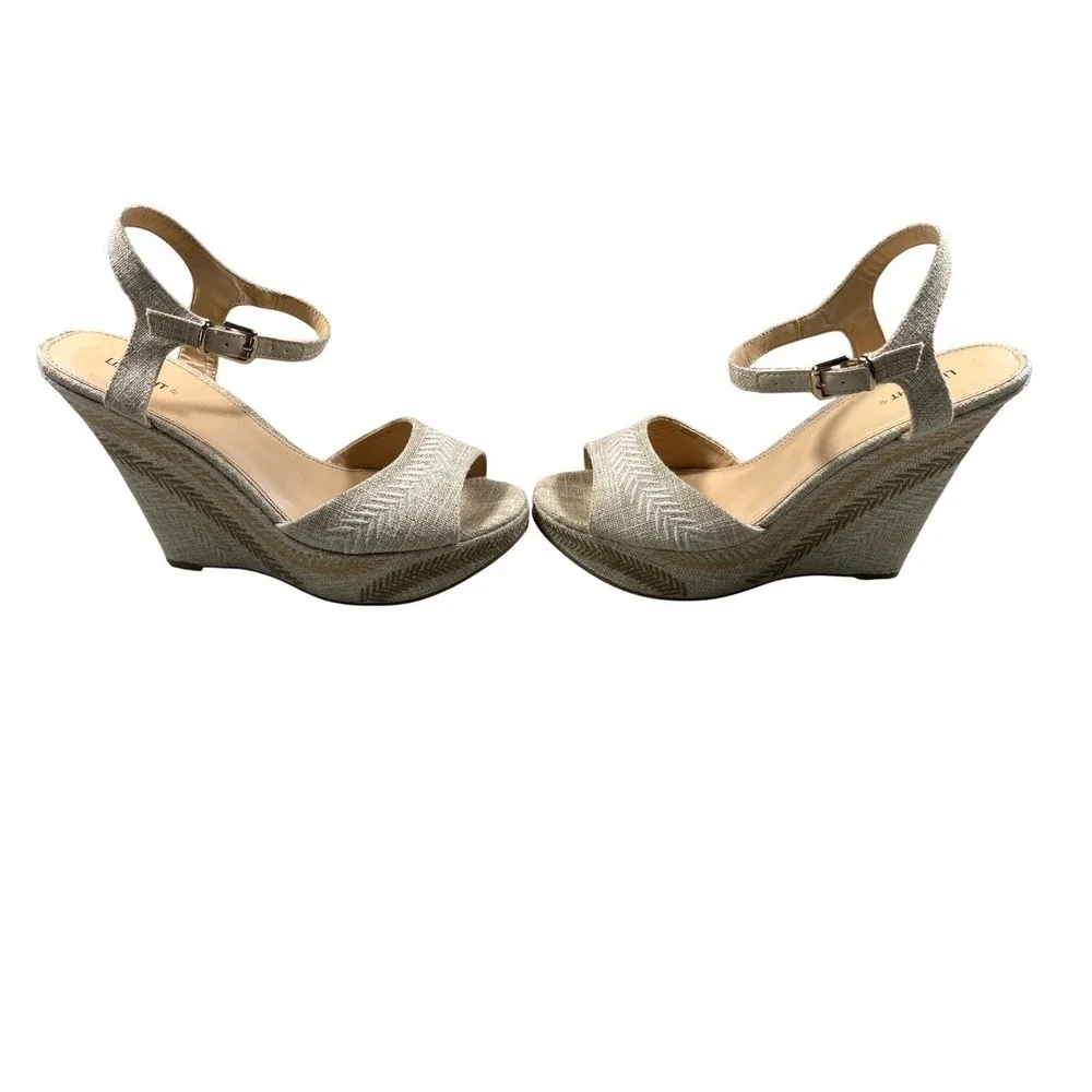 Limelight‎ Beige Espadrille Wedge Sandals Womens Size 9.5 Ankle Strap